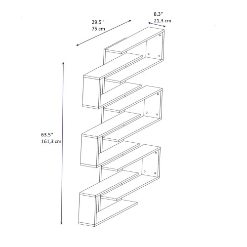 (White) Rozalin Floating Bookcase with Geometric Shelves 1