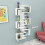 (White) Rozalin Floating Bookcase with Geometric Shelves 5