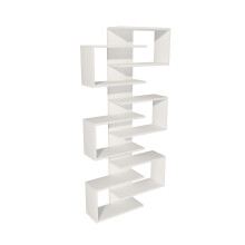 (White) Rozalin Floating Bookcase with Geometric Shelves