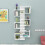 (White) Rozalin Floating Bookcase with Geometric Shelves 6