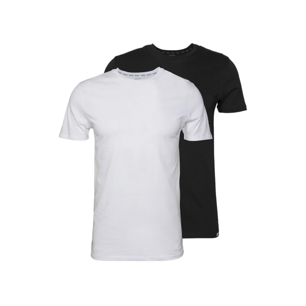 (Black and White, XS) DIESEL UMTEE Mens T Shirts 2 Pack Basic Cotton Tee