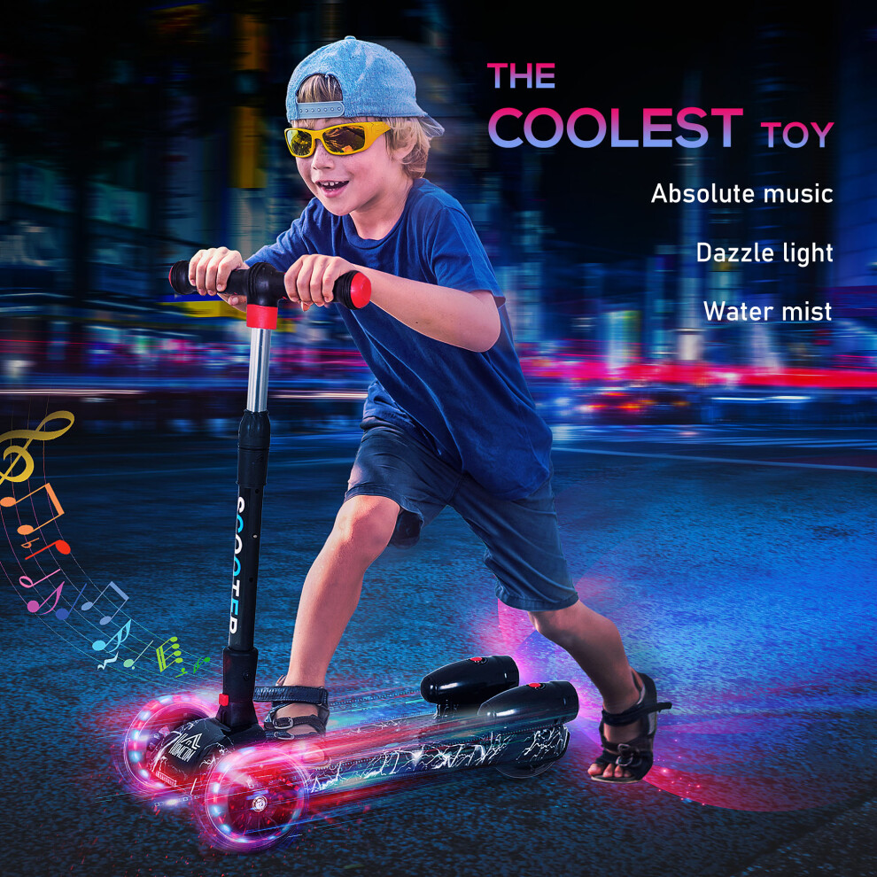 homcom-child-3-wheel-scooter-light-music-water-spray-rechargeable-3-6-yrs-black