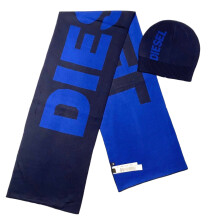 (UNI, Blue) DIESEL R-FROTLIB-KIT Mens Scarf And Hat Gift Set
