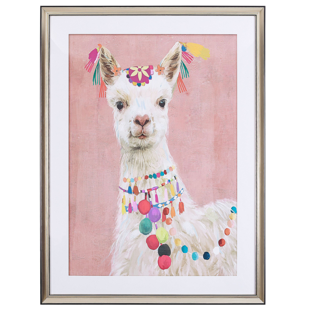 Framed Wall Print BALALA Animal Motif 60 x 80 cm Pink