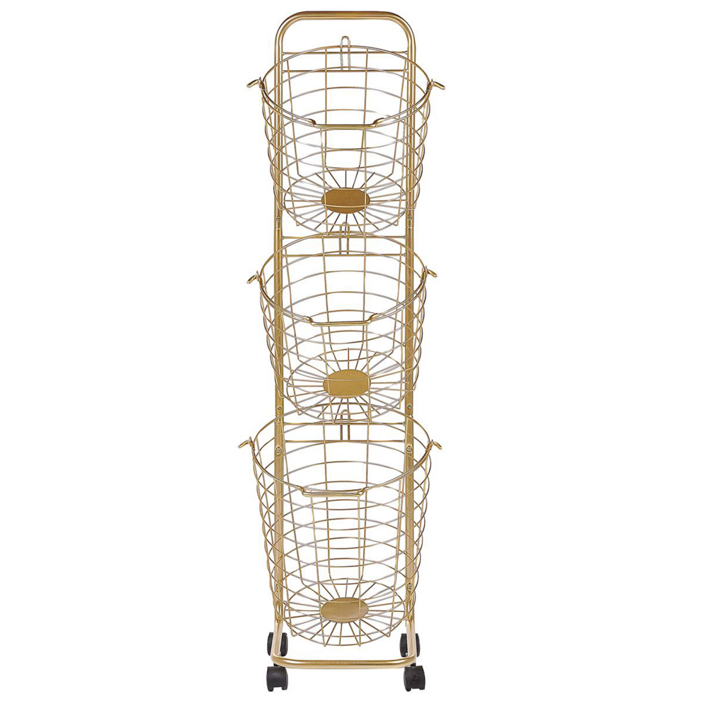 Basket Stand AYAPAL with Wheels Metal Gold