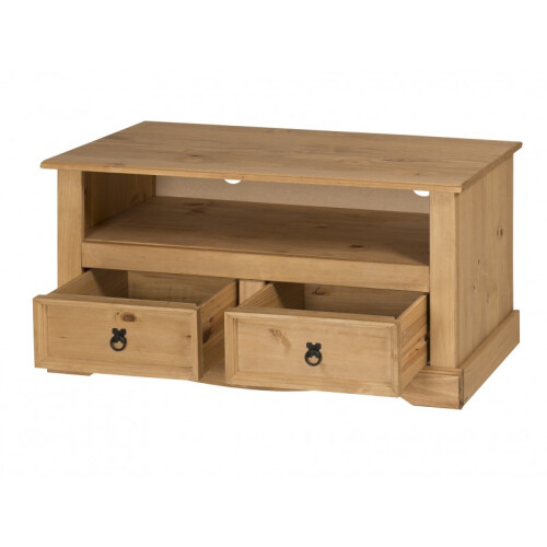 Mercers Furniture Corona TV Unit Flat Screen Wide Stand 2 Drawer Solid Pine Furniture 2