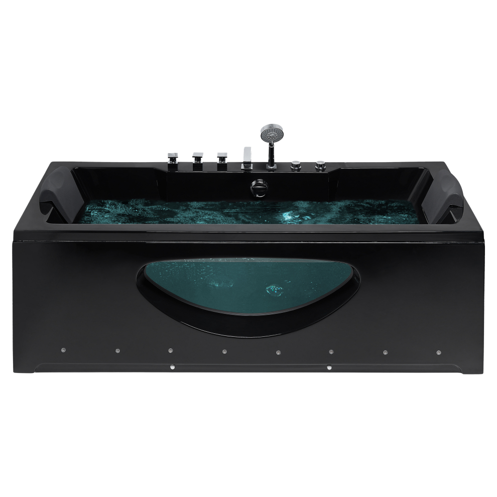Corner Hot Tub with LED HAWES 1700 x 800 mm Black