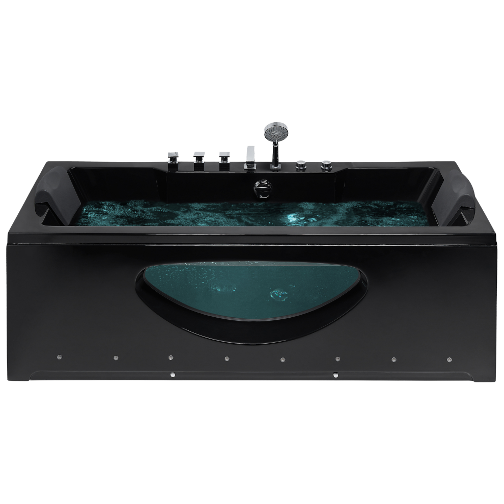 Hot Tub Bath with LED 1800 x 800 mm Black HAWES