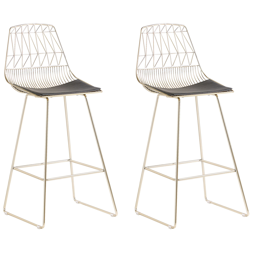 Set of 2 Bar Chairs PRESTON Metal Gold