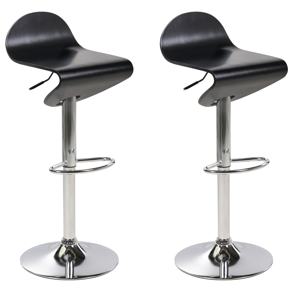 Set of 2 Bar Chairs LIVERPOOL Swivel Black