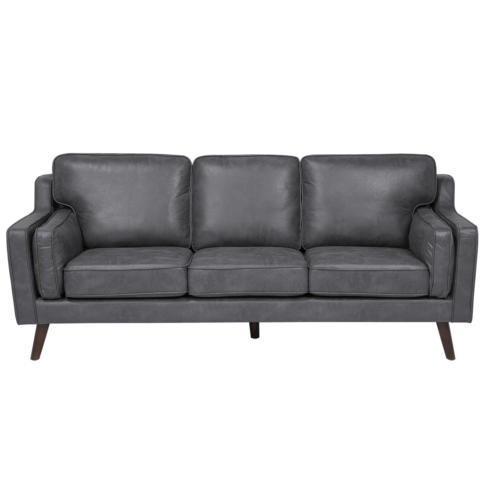 Sofa LOKKA Faux Leather Grey 3 Seater
