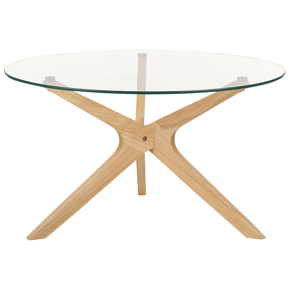 Coffee Table VALLEY Tempered Glass Light Brown