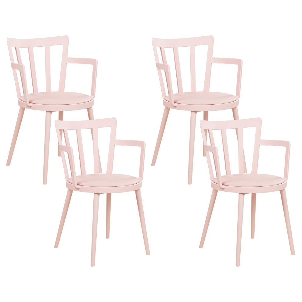 Set of 4 Dining Chairs MORILL Pastel Pink