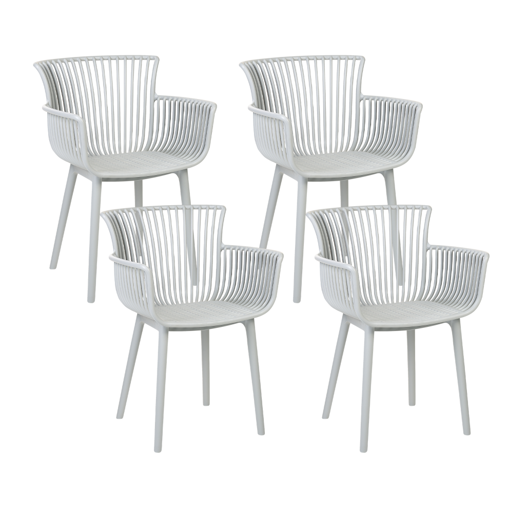 Set of 4 Garden Chairs PESARO Light Grey