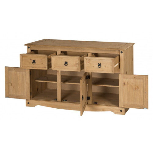 Mercers Furniture Corona Sideboard Large 3 Door 3 Drawer Solid Wood Pine Wooden 2