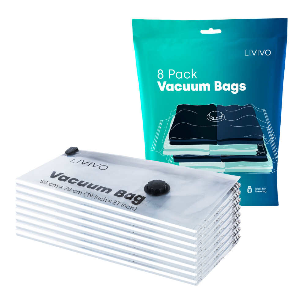 8-Pack Reusable Vacuum Storage Bags - 50 x 70 cm