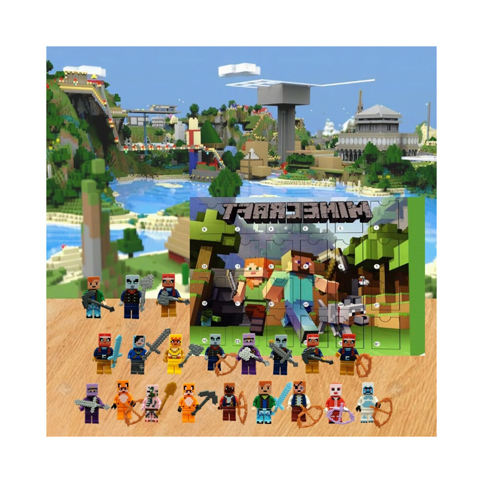 2024-2025 Kids Christmas Minecraft Figures 24 Days Countdown Advent Calendar Toys Surprise Xmas Gifts