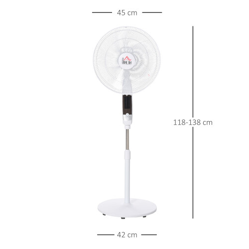 Homcom HOMCOM 16'' Pedestal Fan Height Adjustable 85 Degree Oscillation LED Panel 1