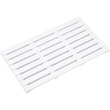 (White) MantraRaj Bamboo Duckboard Bath Mat Anti Slip Mat Spa, Bath, Shower Bathroom Decor Easy to Clean Water Resistant Shower Mat Slatted