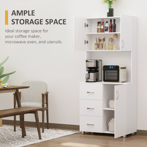 Homcom HOMCOM Kitchen Storage Cabinet Wooden Cupboard Organiser, White 1