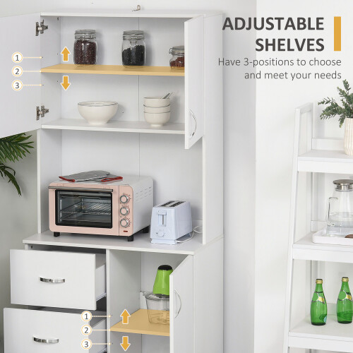 Homcom HOMCOM Kitchen Storage Cabinet Wooden Cupboard Organiser, White 2