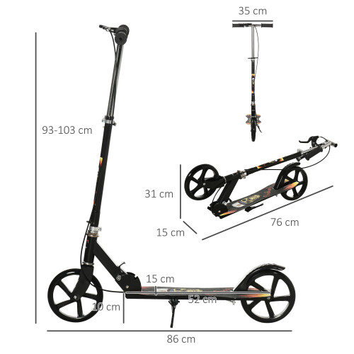 Homcom HOMCOM Foldable Kick Scooter for Kids w/ Adjustable Height, Break, Big Wheels 1