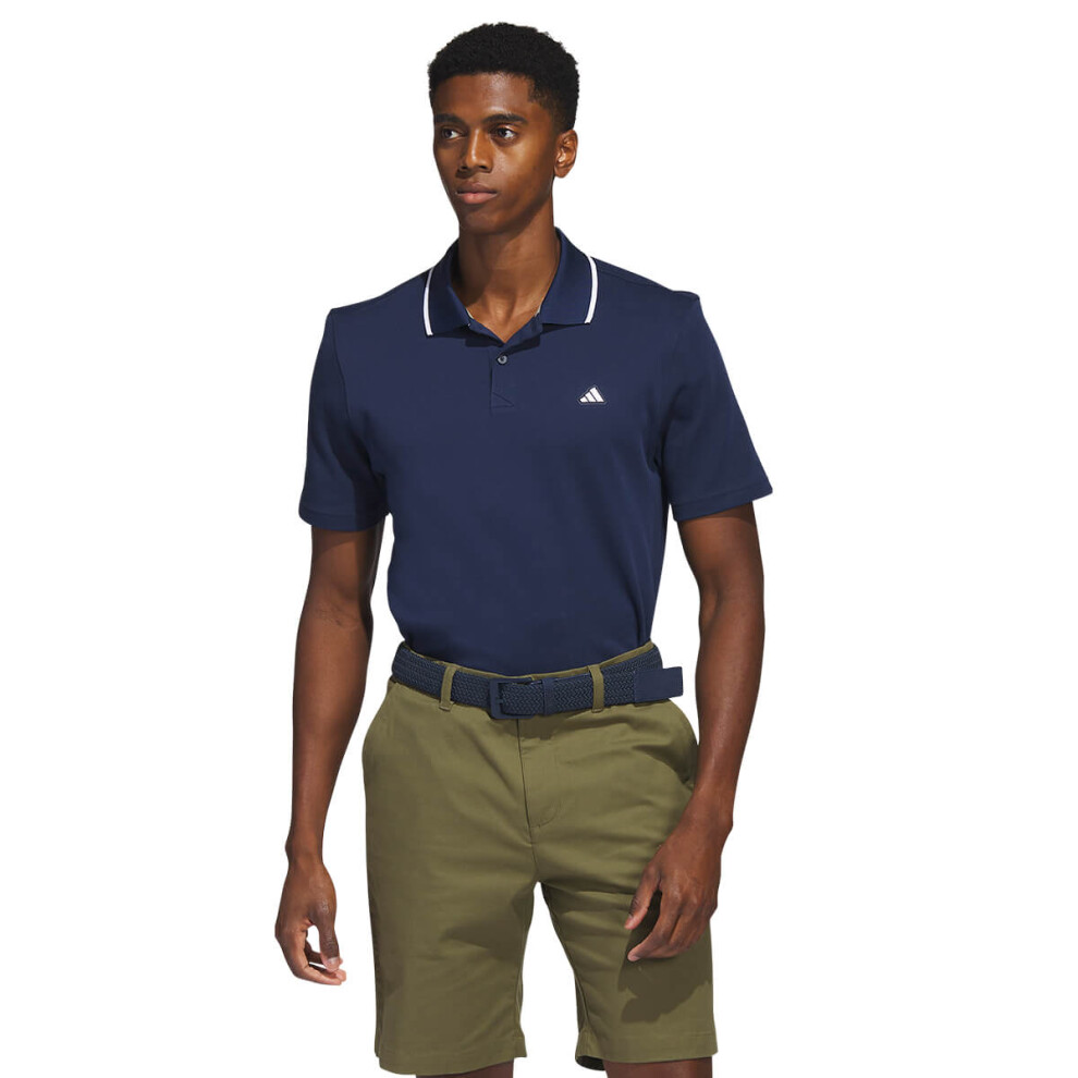 (L, Collegeate Navy) adidas Golf 2024 GO-TO Pique 2 Button Chill Effect Cotton Polo Shirt