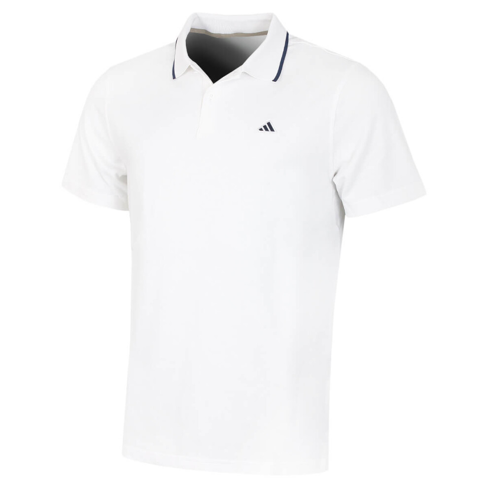 (XL, White) adidas Golf 2024 GO-TO Pique 2 Button Chill Effect Cotton Polo Shirt