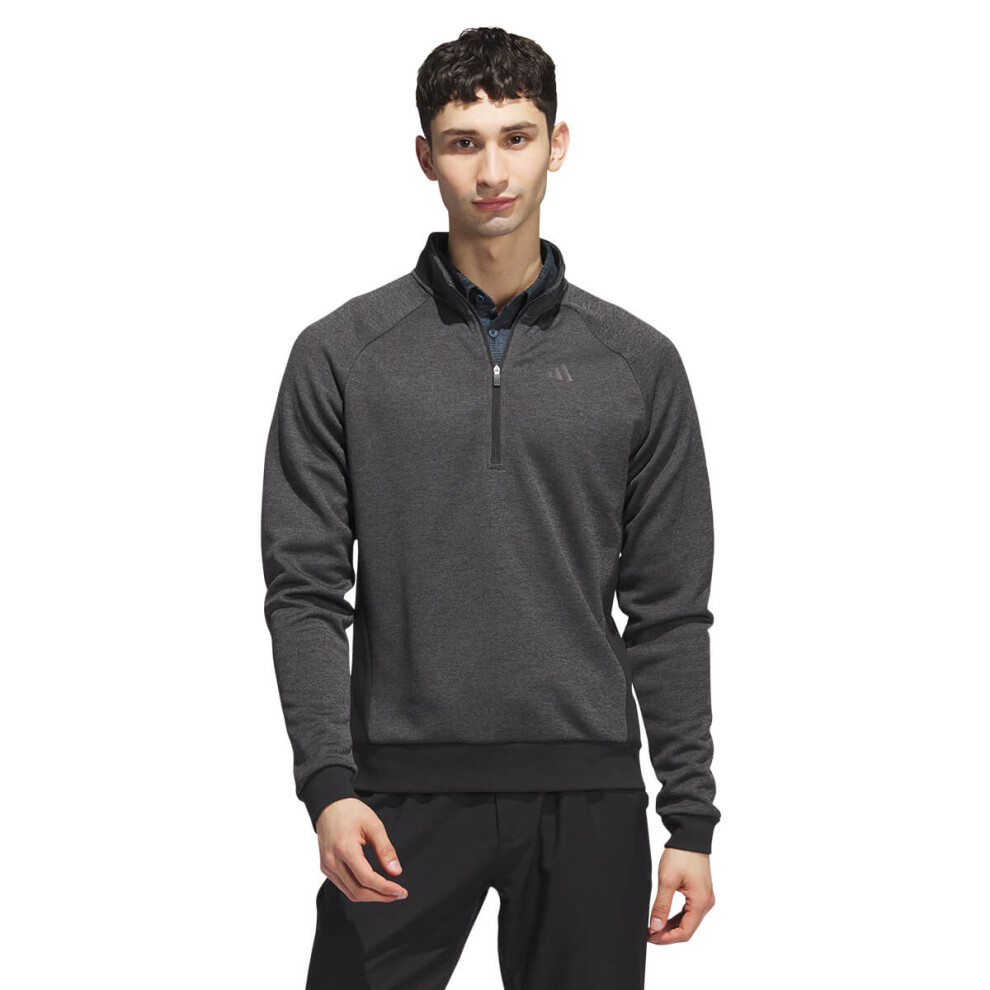 (XL, Black/Grey) adidas Golf Mens 2024 DWR Water Repellent Recycled 1/4 Zip Soft Fleece Sweater