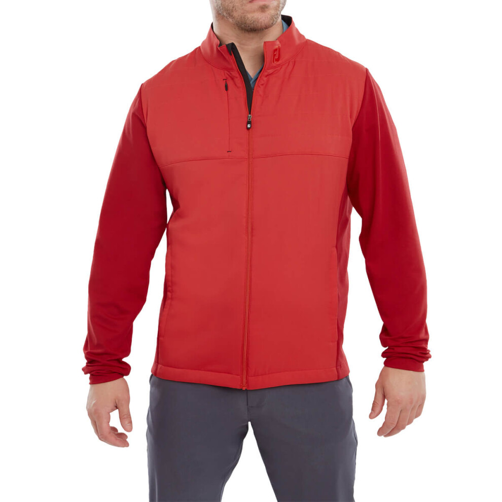 (XXL, Red Tonal) FootJoy Mens 2024 Hybrid Windproof Water Repellent Thermal Golf Jacket