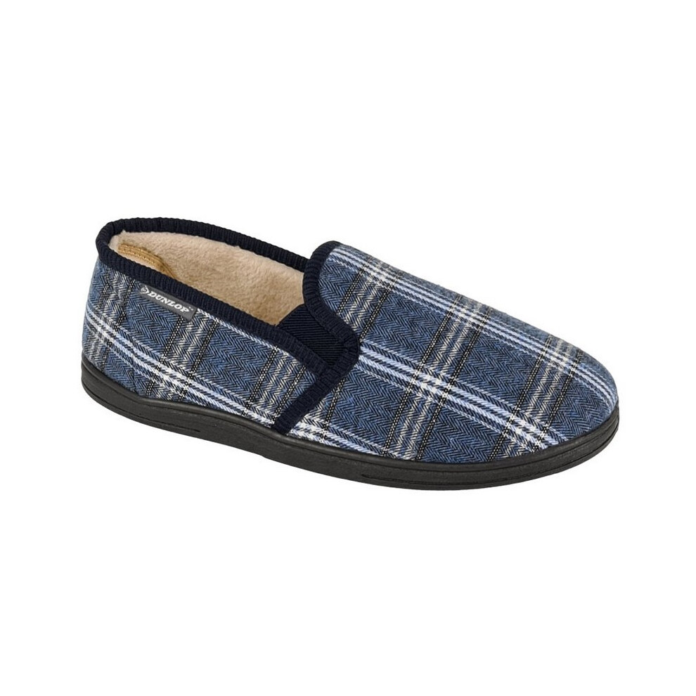 (11 UK, Navy) Dunlop Mens Checked Slippers