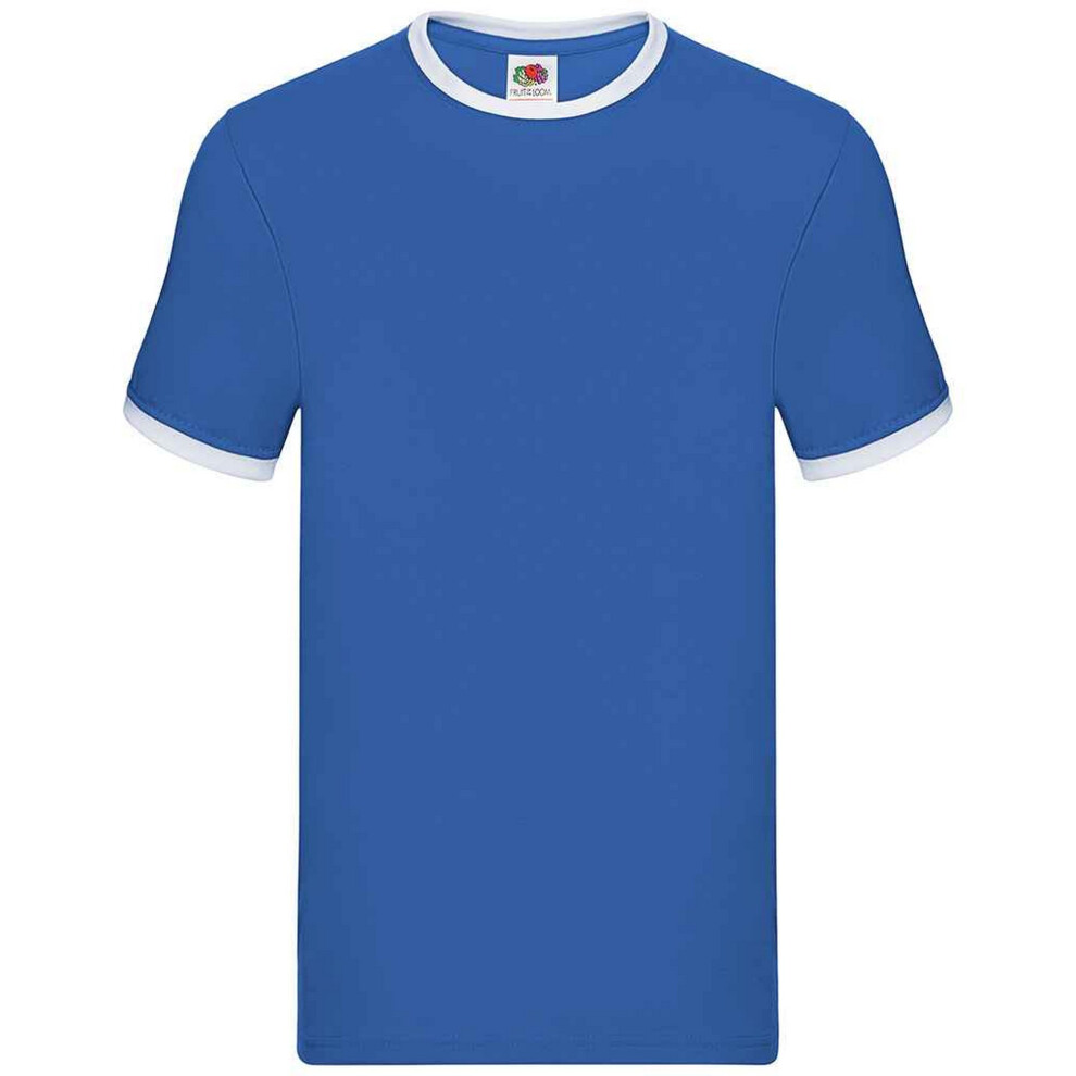 (XL, Royal Blue/White) Fruit Of The Loom Mens Ringer Contrast T-Shirt