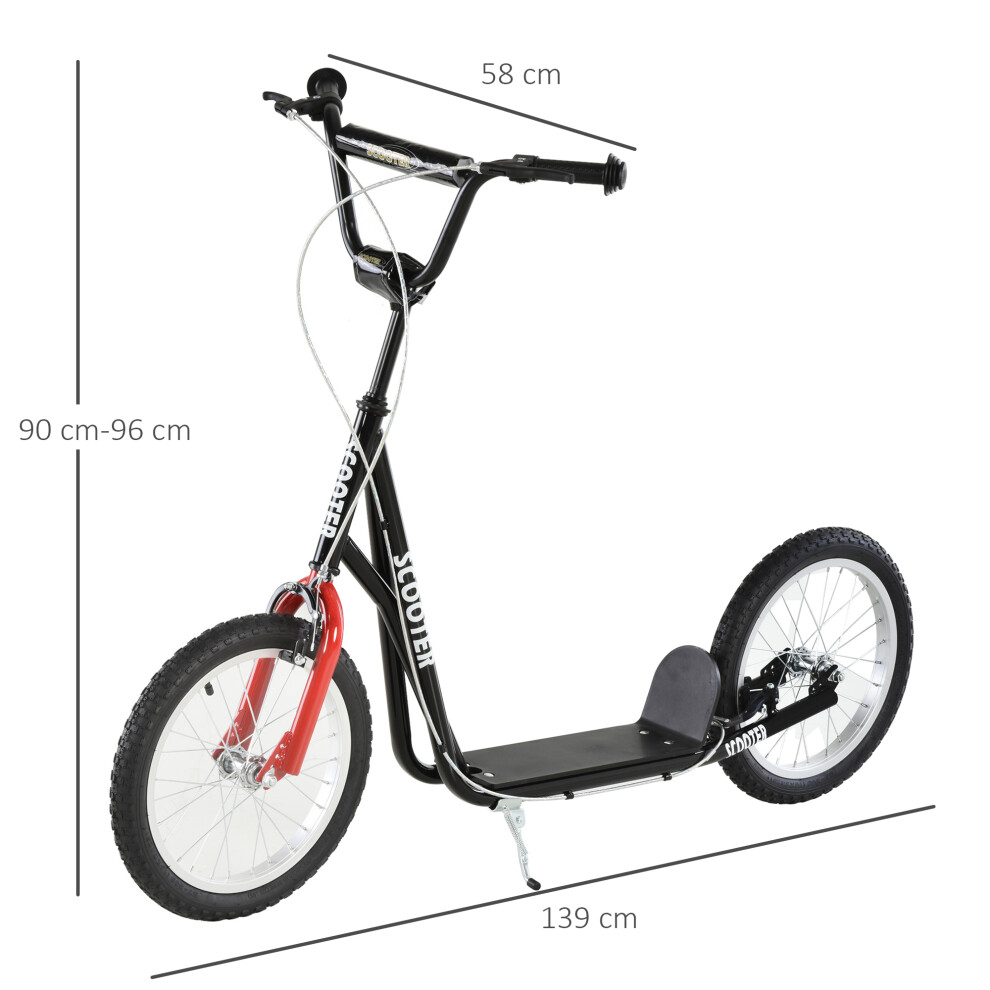 homcom-90-96cm-kids-kick-scooter-w--adjustable-handlebar-inflatable-wheels-black