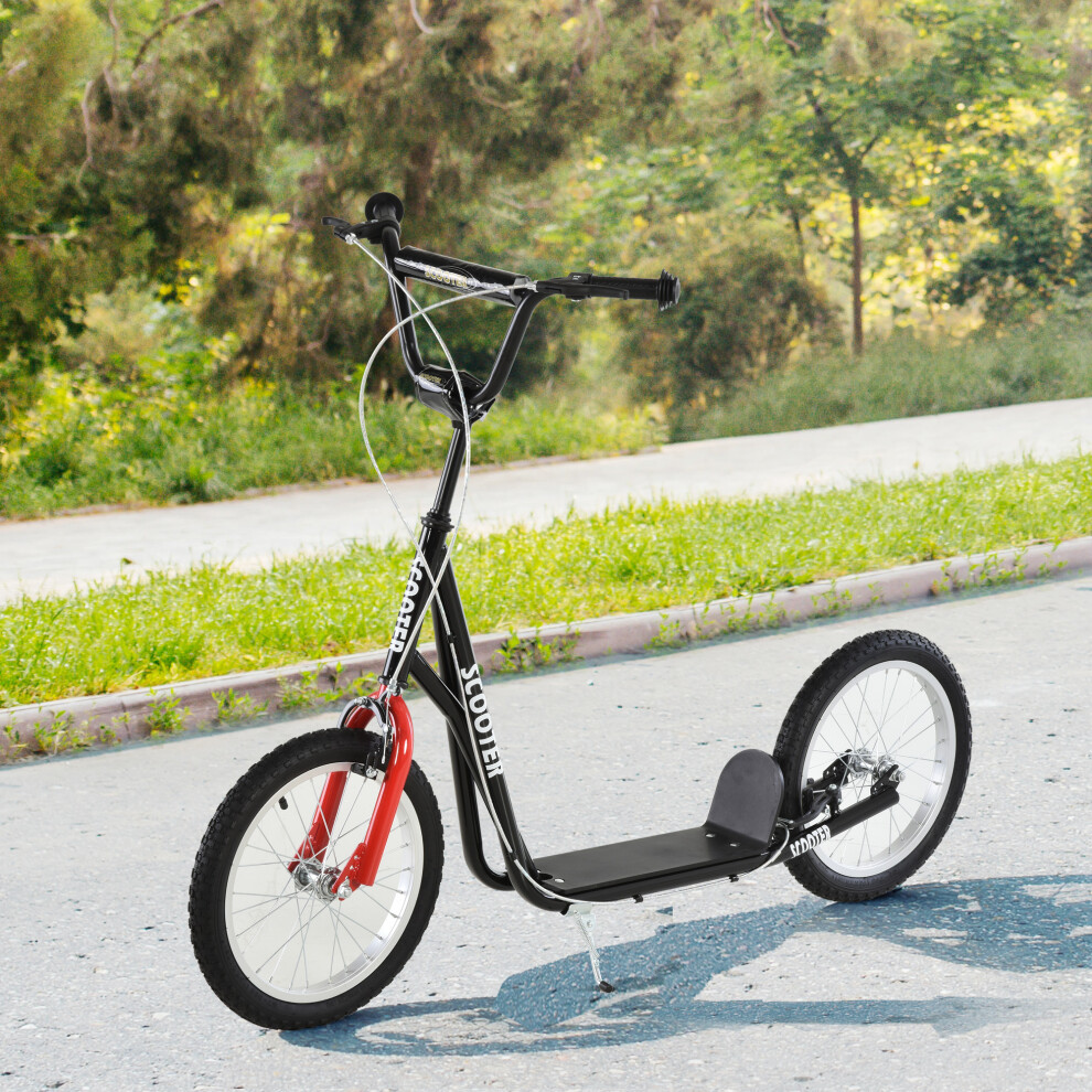 homcom-90-96cm-kids-kick-scooter-w--adjustable-handlebar-inflatable-wheels-black
