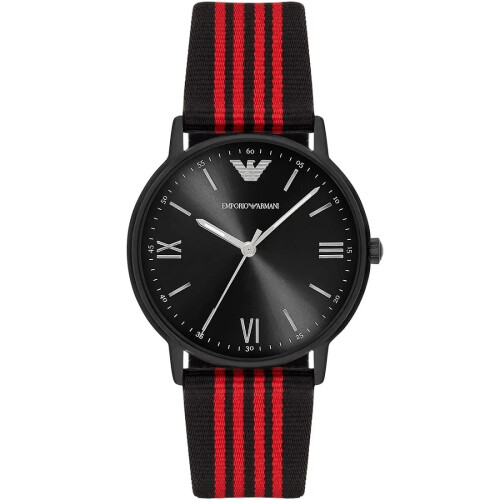 Armani ARMANI AR11015 MENS WATCH BLACK RED STRAP BLACK DIAL BLACK CASE 1