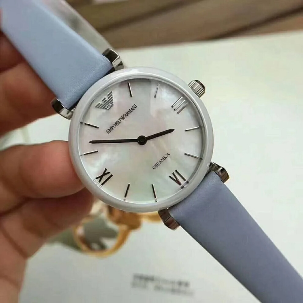 EMPORIO ARMANI AR11039 WOMENS WATCH GREY STRAP WHITE DIAL WHITE CASE