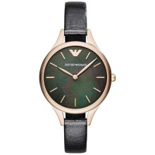 ARMANI AR11056 WOMENS WATCH BLACK STRAP BLACK DIAL ROSE GOLD CASE