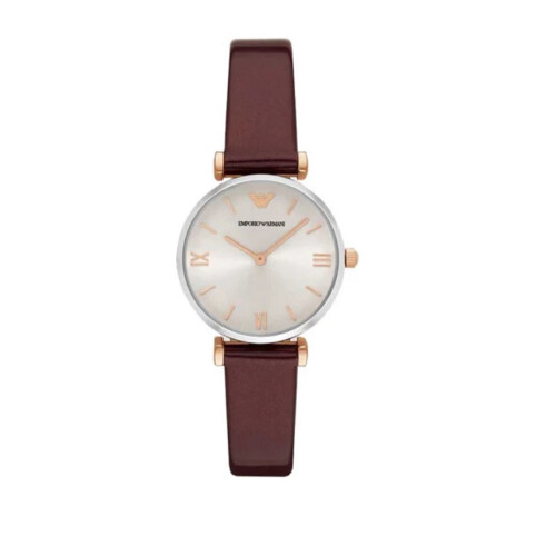 Armani ARMANI AR11061 WOMENS WATCH BROWN STRAP SILVER DIAL SILVER TONE CASE 1
