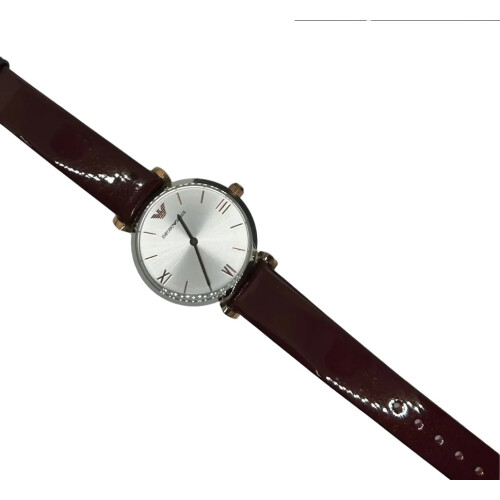 Armani ARMANI AR11061 WOMENS WATCH BROWN STRAP SILVER DIAL SILVER TONE CASE 2