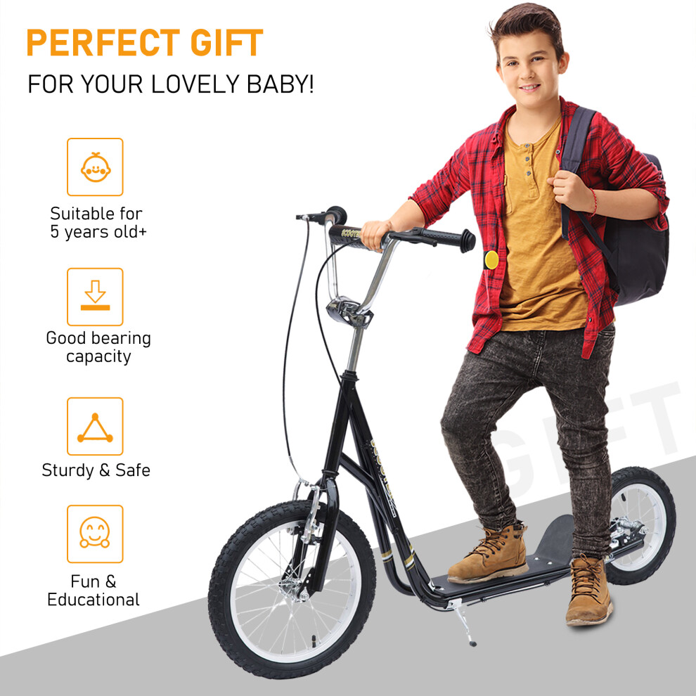 homcom-teen-scooter-adjustable-height-dual-brakes-rubber-wheels-kickstand--black