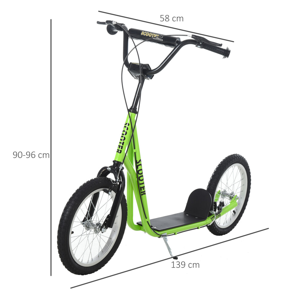 homcom-90-96cm-kids-kick-scooter-w--adjustable-handlebar-inflatable-wheels-green