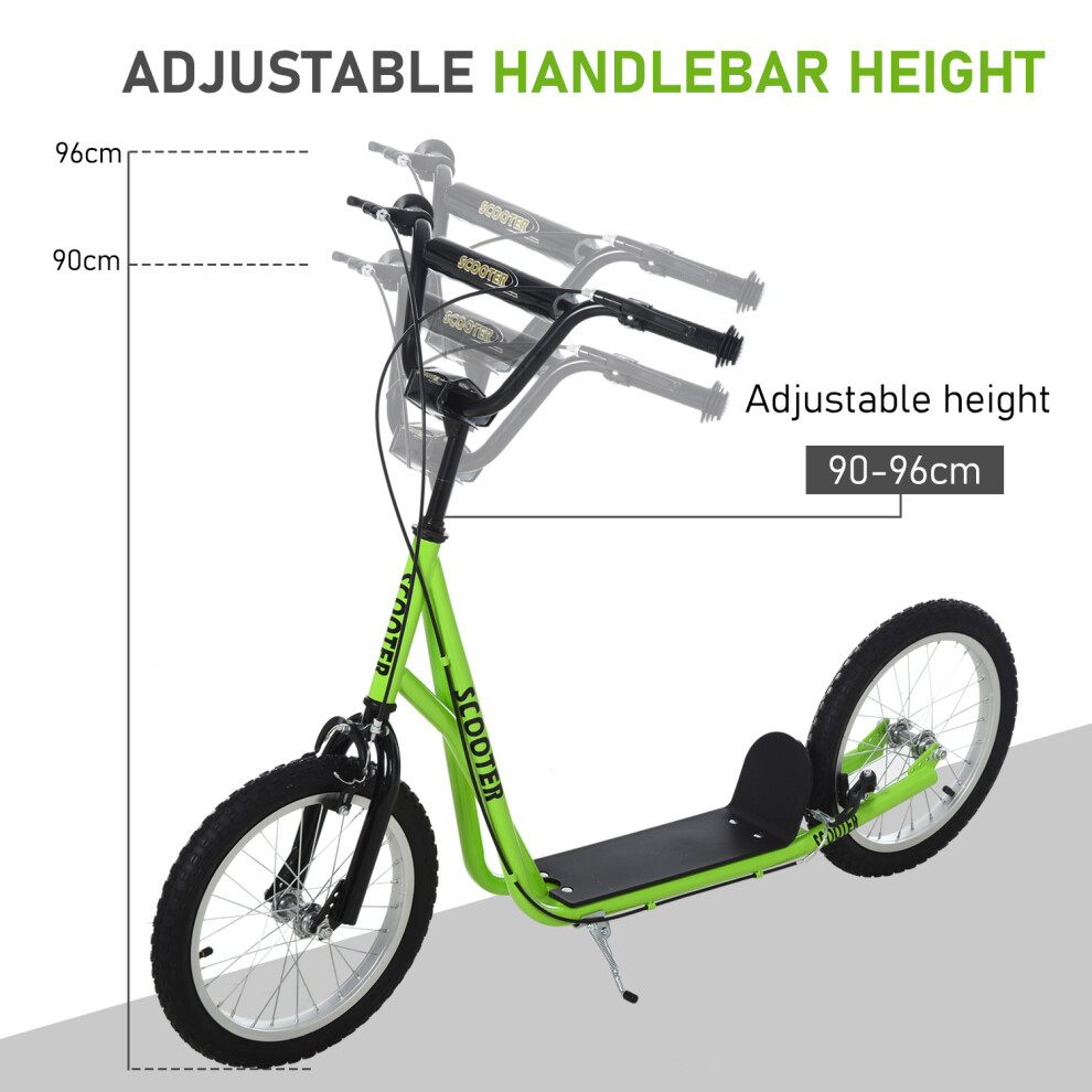 homcom-90-96cm-kids-kick-scooter-w--adjustable-handlebar-inflatable-wheels-green