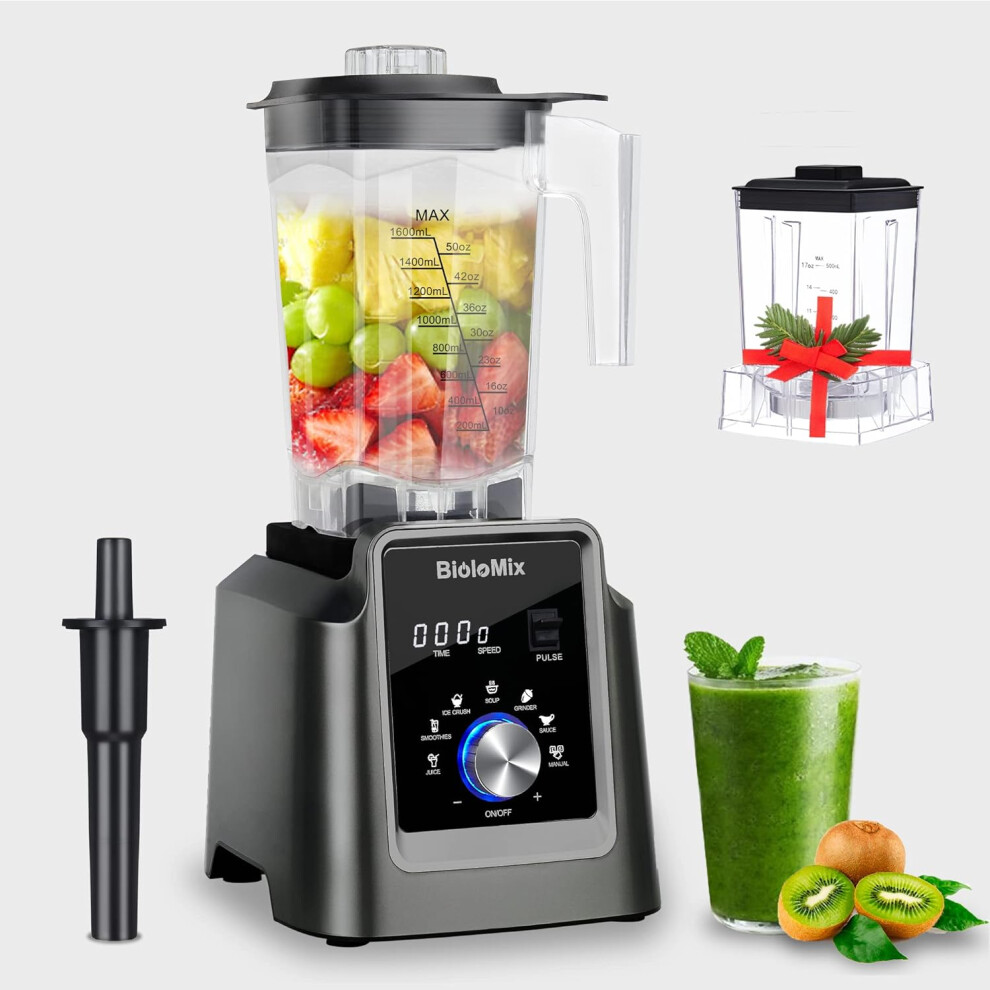 (T5600) Professional Blender, 2200W 6 preset smart , manual mode to adjust time and speed,2L capacity with 500ml grinding cup,Smoothie Blender