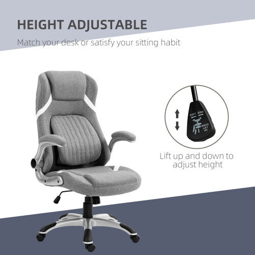 Vinsetto Vinsetto Fabric Office Desk Chair with Adjustable Height Tilt Function Grey 2