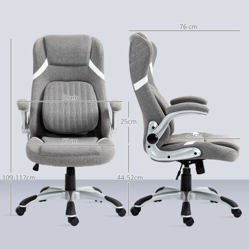 Vinsetto Vinsetto Fabric Office Desk Chair with Adjustable Height Tilt Function Grey 1