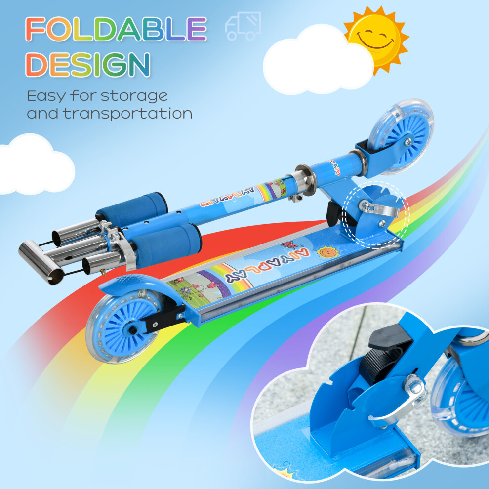 homcom-kids-scooter-2-wheels-w--lights-music-adjustable-height-foldable---blue