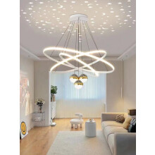 (Three Rings White 135W) Hall Chandelier Modern Simple Starry Sky Nordic Bar Lamps