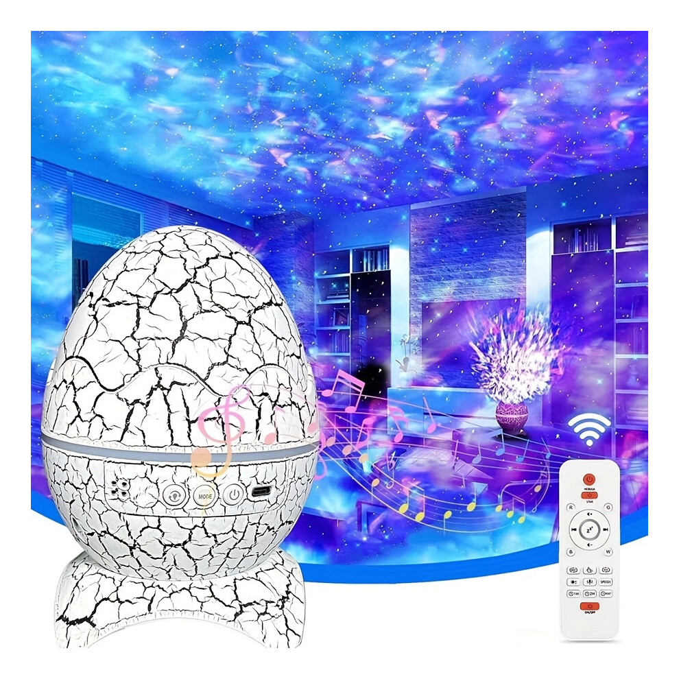 (white, Dinosaur Egg) Dinosaur Egg Star Projector With Music Speaker - Colorful Led Galaxy Nightlight