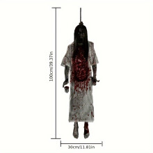 (Style A) Window stickers Halloween Decorations - Skeleton, Female Ghost, Blood Stains & Hands