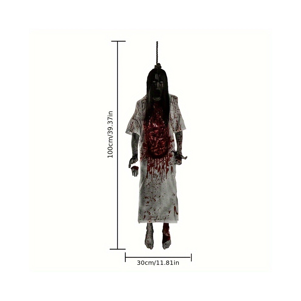 Bghone (Style A) Window Stickers Halloween Decorations - Skeleton, Female Ghost, Blood Stains & Hands